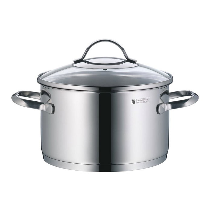 WMF Provence Plus 0721556380 Juego de 5 Cazuelas y 1 Cazo (1.7l, 1.9l, 2.5l, 3.3l, 5.7l) Acero Inoxidable, Tapas de Vidrio, Apto para Inducción y Lavavajillas