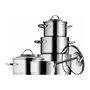 WMF Provence Plus 0721556380 Juego de 5 Cazuelas y 1 Cazo (1.7l, 1.9l, 2.5l, 3.3l, 5.7l) Acero Inoxidable, Tapas de Vidrio, Apto para Inducción y Lavavajillas
