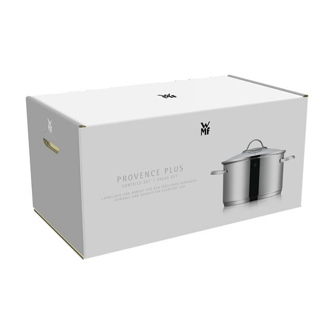WMF Provence Plus 0721556380 Juego de 5 Cazuelas y 1 Cazo (1.7l, 1.9l, 2.5l, 3.3l, 5.7l) Acero Inoxidable, Tapas de Vidrio, Apto para Inducción y Lavavajillas