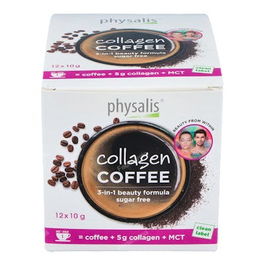 PHYSALIS Collagen Coffee 12 Sobres, Café Instantáneo 3 en 1 con Colágeno Marino y Polvo de Coco TCM, 100% Arábica
