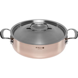 De Buyer Prima Matera Olla de cobre/acero de 28 cm con tapa de acero inoxidable