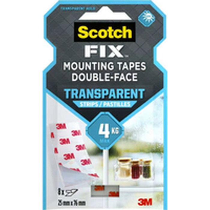 Scotch Tira adhesiva doble cara transparente, 25mmx76mm, 8 uds Scotch Tira adhesiva doble cara transparente, 25mmx76mm, 8 uds