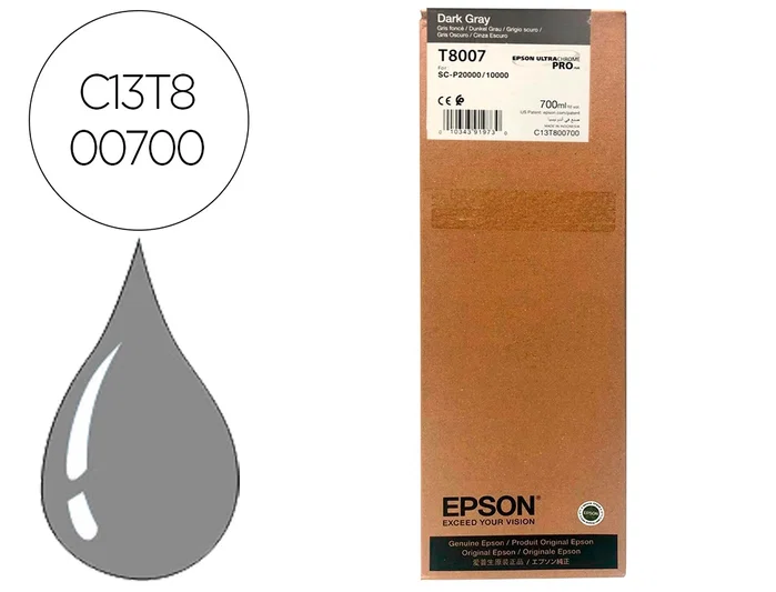 Epson Cartucho UltraChrome PRO T800700 Gris Oscuro 700ml