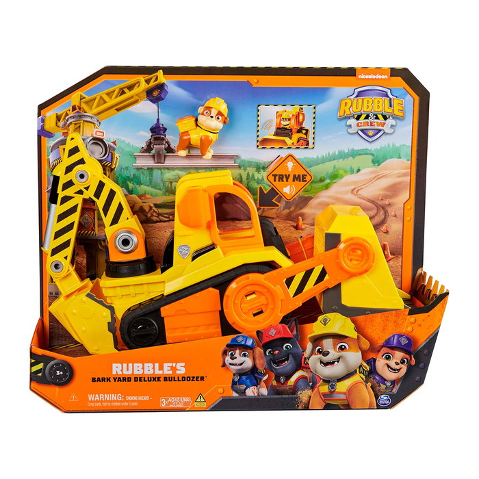 Spin Master Vehículo Deluxe Rubble 6068074 Paw Patrol con Luces y Sonidos para Niños +3 Años