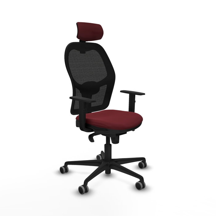 PIQUERAS Y CRESPO Silla de oficina Jorquera con mecanismo Sincro, Similpiel Granate y Malla Negra PIQUERAS Y CRESPO Silla de oficina Jorquera con mecanismo Sincro, Similpiel Granate y Malla Negra