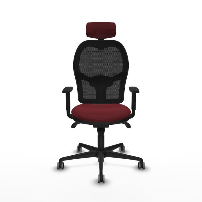 PIQUERAS Y CRESPO Silla de oficina Jorquera con mecanismo Sincro, Similpiel Granate y Malla Negra PIQUERAS Y CRESPO Silla de oficina Jorquera con mecanismo Sincro, Similpiel Granate y Malla Negra