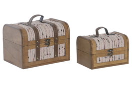 DKD Home Decor Caja Alpino Multicolor Blanco 17 x 16 x 23 cm Set de 2