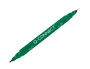 Q-connect Rotulador Marcador Permanente Doble Punta Color Verde Trazo 0,4 mm y 1 mm