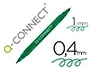 Q-connect Rotulador Marcador Permanente Doble Punta Color Verde Trazo 0,4 mm y 1 mm