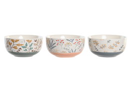 DKD Home Decor Set de 6 Cuencos de Porcelana con Diseño Floral Multicolor