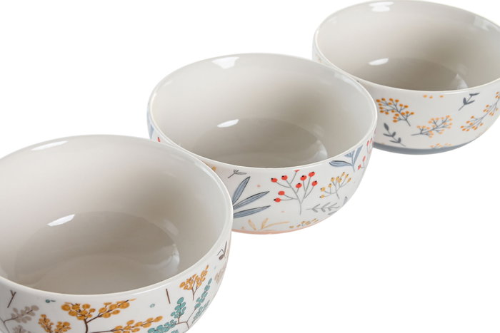 DKD Home Decor Set de 6 Cuencos de Porcelana con Diseño Floral Multicolor DKD Home Decor Set de 6 Cuencos de Porcelana con Diseño Floral Multicolor