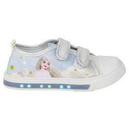 Zapatilla Loneta Suela Pvc Con Luces Algodón Frozen Azul Claro