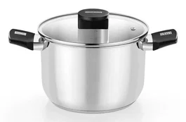 Monix Olla Elité M240224 Acero Inoxidable 24cm 6.5L - Fondo Difusor 4.5mm, Tapa Vidrio, Aptas Inducción