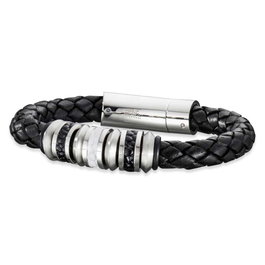 Save Brave Pulsera SBB-QUEBEC-19 de Cuero Negro