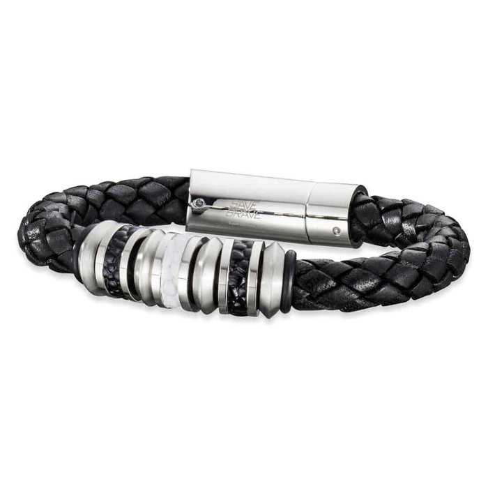 Save Brave Pulsera SBB-QUEBEC-19 de Cuero Negro