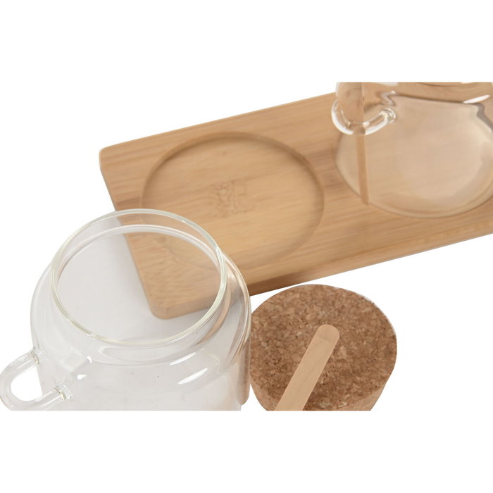 DKD Home Decor Set de 2 Botes de Cristal con Bambú y Accesorios