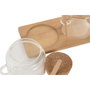 DKD Home Decor Set de 2 Botes de Cristal con Bambú y Accesorios