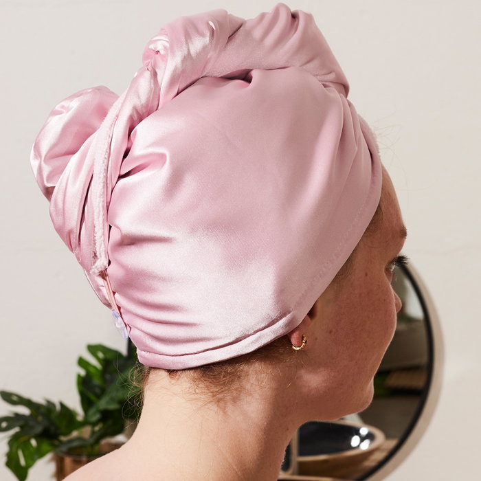 Cosmetic Club Toalla de Microfibra y Satén para el Cabello Antiencrespamiento y Absorción de Humedad