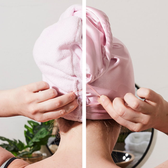 Cosmetic Club Toalla de Microfibra y Satén para el Cabello Antiencrespamiento y Absorción de Humedad