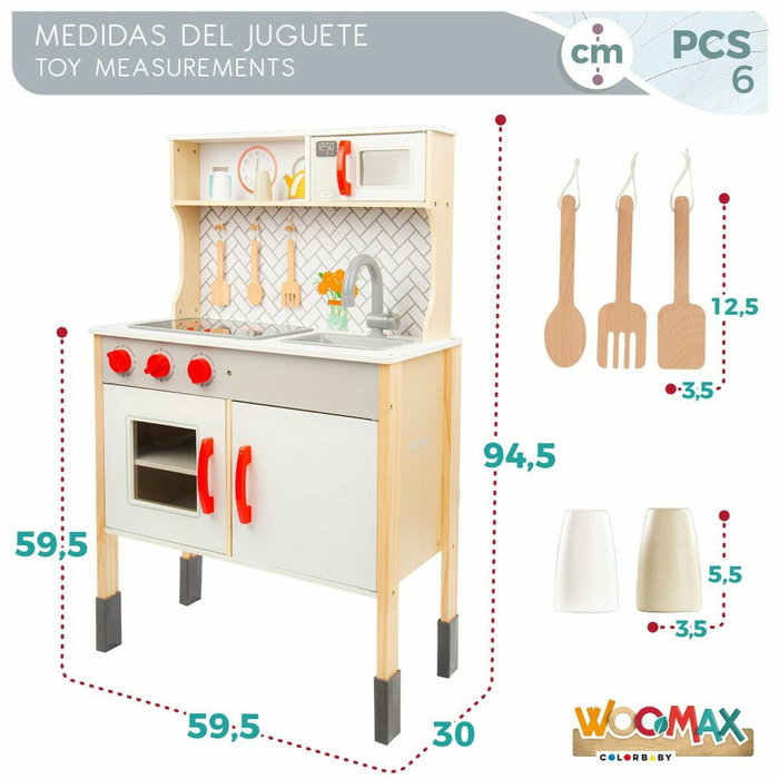 Color Baby Cocina de madera eléctrica Woomax 59,5x30x94,5 cm Color Baby Cocina de madera eléctrica Woomax 59,5x30x94,5 cm