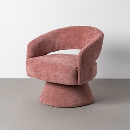 Sillón Giratorio Rosa Tejido-Madera 71 X 68 X 72 cm