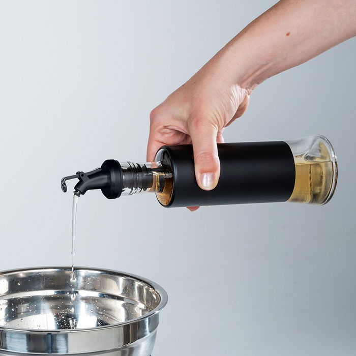 Wenko Aceitera / Vinagrera Boga con Tapón de 1 Clic, Dispensador de Aceite o Vinagre Práctico y Atractivo Diseño