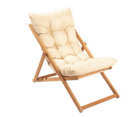 Hanah Home Silla de Jardín My006, Madera de Haya Natural, Marrón y Crema, Acabado Veteado