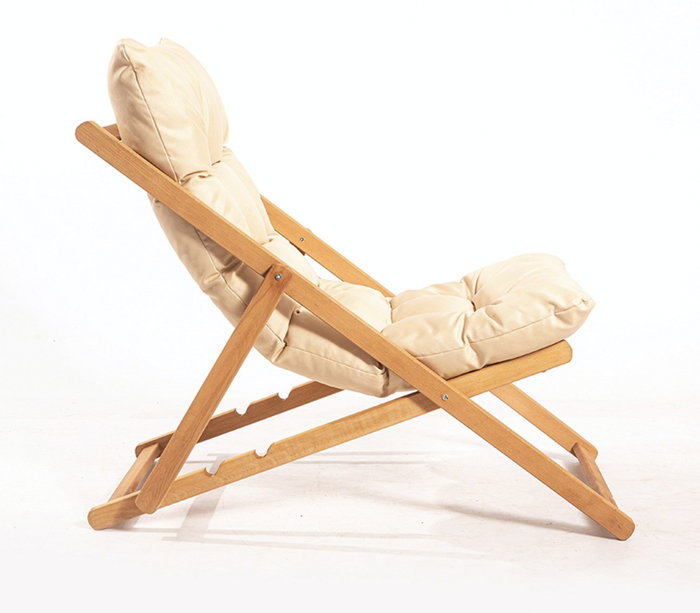 Hanah Home Silla de Jardín My006, Madera de Haya Natural, Marrón y Crema, Acabado Veteado