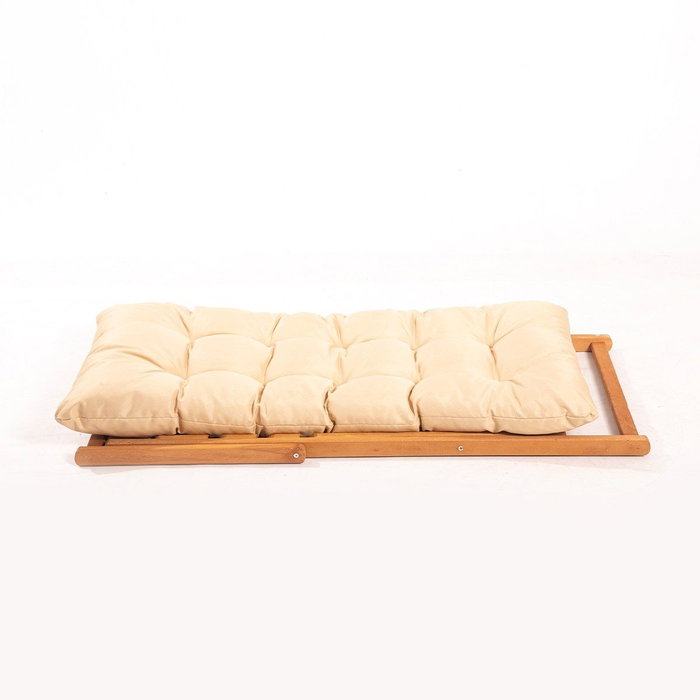 Hanah Home Silla de Jardín My006, Madera de Haya Natural, Marrón y Crema, Acabado Veteado