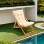Hanah Home Silla de Jardín My006, Madera de Haya Natural, Marrón y Crema, Acabado Veteado