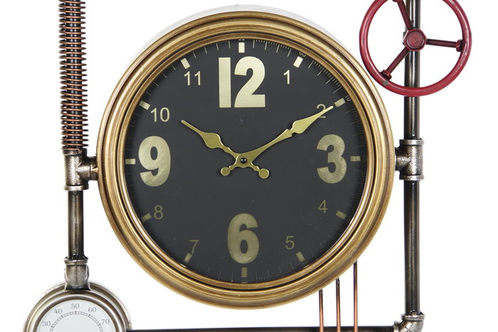 DKD Home Decor Reloj de Pared Hierro y Cristal Dorado
