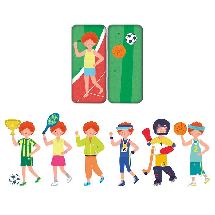 Apli Kids Caja Magnéticos Mix&Max Deportes 19708 con 30 Imanes para Vístelos