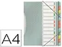Esselte Carpeta Clasificadora Fuelle Polipropileno Transparente 12 Separadores Colores Cierre Gomas Elásticas DIN A4 325x265x45 mm