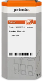 Prindo Cinta mecanográfica Negro sobre blanco 24 mm x 8 m PRSBBTZE251 Basic