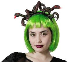 Diadema Verde Con Serpientes Para Disfraz De Medusa Halloween
