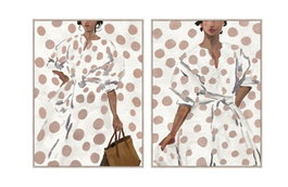 DKD Home Decor Cuadro Lienzo Mujer Rayas Pack de 2 (90x119,5 cm)