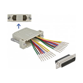 DeLOCK 66833 Adaptador D-Sub 25 pin macho a 2 x RJ45 hembra beige