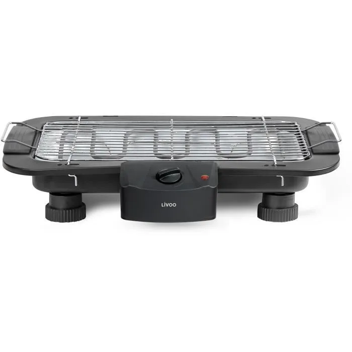 Livoo Barbacoa Eléctrica DOM506 2200W 2 en 1 Termostato Ajustable Negro