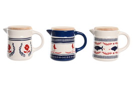 DKD Home Decor Grasera Gres Inox Blue Red Bird Surtido de 3 unidades