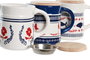 DKD Home Decor Grasera Gres Inox Blue Red Bird Surtido de 3 unidades