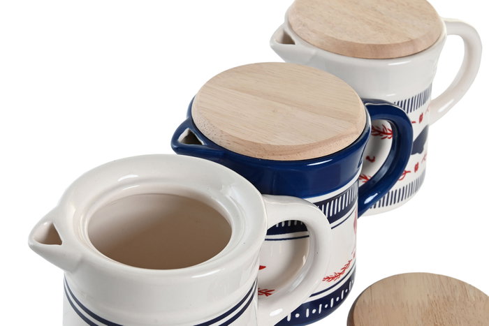 DKD Home Decor Grasera Gres Inox Blue Red Bird Surtido de 3 unidades