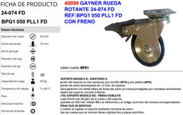 GAYNER Rueda 24-074FD con freno