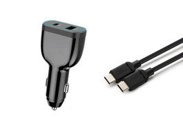 CoreParts Cargador Coche USB-C 78W con QC3.0 y PD 3.0, incluye Cable USB-C a USB-C