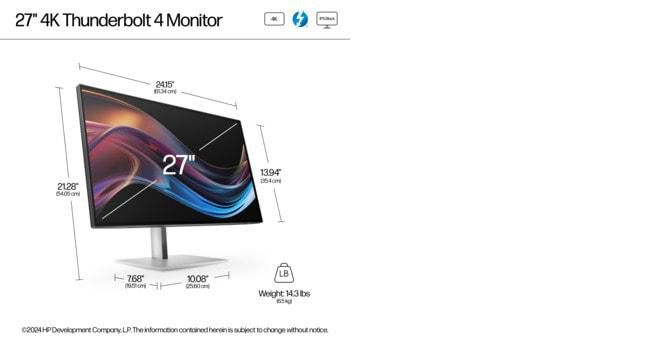 HP Series 7 Pro Monitor 27 pulg. 4K Thunderbolt 4 727pk Black/Silver HP Series 7 Pro Monitor 27 pulg. 4K Thunderbolt 4 727pk Black/Silver