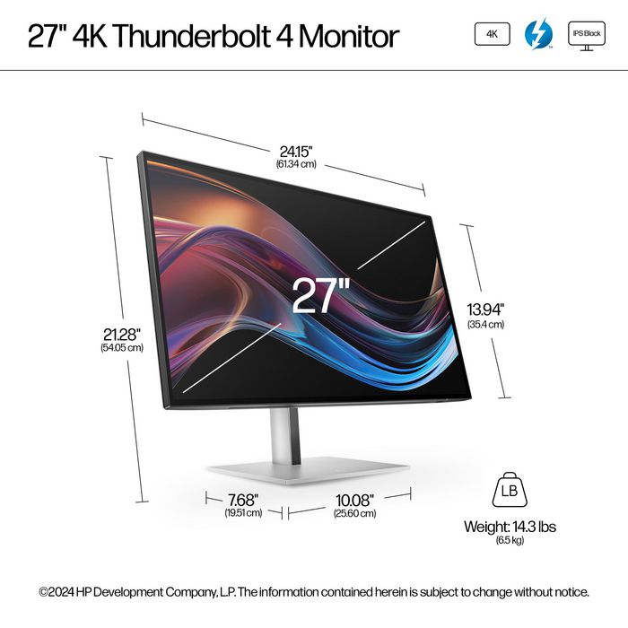 HP Series 7 Pro Monitor 27 pulg. 4K Thunderbolt 4 727pk Black/Silver HP Series 7 Pro Monitor 27 pulg. 4K Thunderbolt 4 727pk Black/Silver