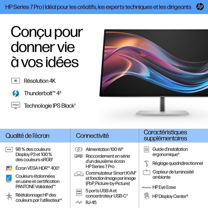 HP Series 7 Pro Monitor 27 pulg. 4K Thunderbolt 4 727pk Black/Silver HP Series 7 Pro Monitor 27 pulg. 4K Thunderbolt 4 727pk Black/Silver