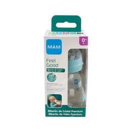MAM Biberón Feel Good Mate Boca Ancha Silicona Fisiológico +0 Meses 170 ml Azul