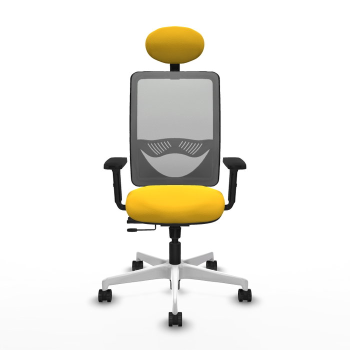 PIQUERAS Y CRESPO Silla de oficina Zulema con mecanismo Sincro/Traslack, Similpiel Amarillo y Malla Gris PIQUERAS Y CRESPO Silla de oficina Zulema con mecanismo Sincro/Traslack, Similpiel Amarillo y Malla Gris