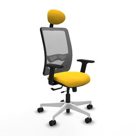 PIQUERAS Y CRESPO Silla de oficina Zulema con mecanismo Sincro/Traslack, Similpiel Amarillo y Malla Gris