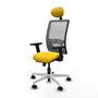 PIQUERAS Y CRESPO Silla de oficina Zulema con mecanismo Sincro/Traslack, Similpiel Amarillo y Malla Gris
